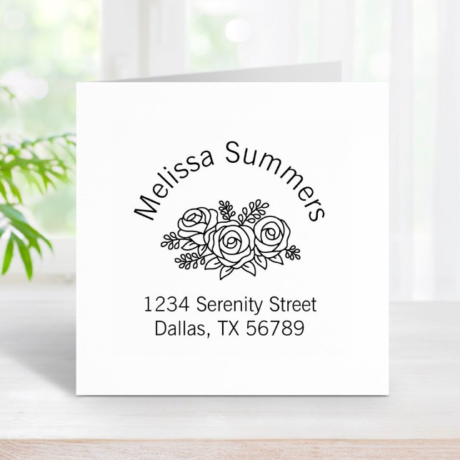 Floral Bouquet, Rose Flowers Arch Address Rubber Stamp (Creator Uploaded)