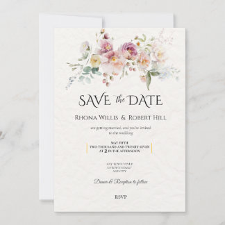  Floral Bouquet Save the Date Wedding Invitation