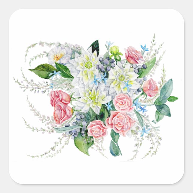 Floral Bouquet Square Sticker (Front)