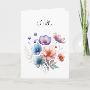 Floral Bouquet Watercolor Illustration Customise Card