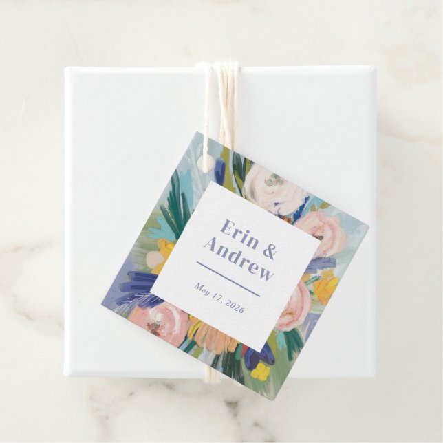 Floral Bouquet Wedding Favour Tags (In Situ)