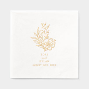 Floral Bouquet Wedding Foil Napkins
