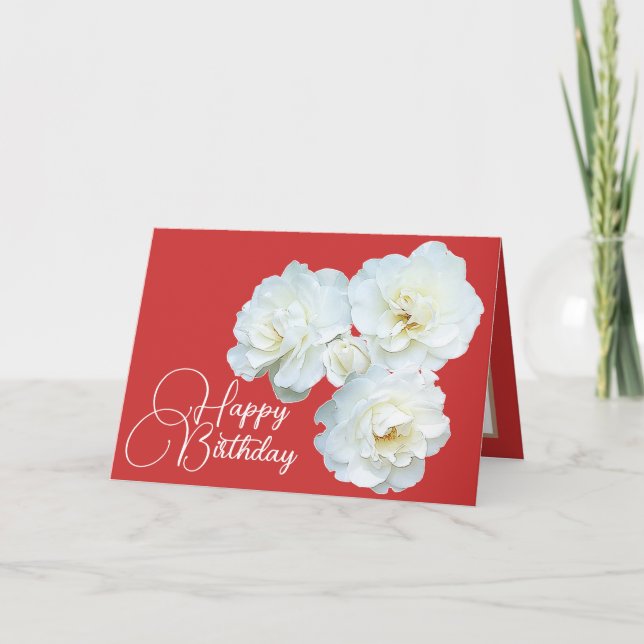 Floral Bouquet White Roses Flower Girl Birthday  Card (Front)