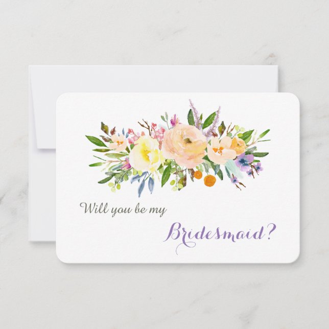 Floral Bouquet Will You Be My Bridesmaid Invitation (Front)