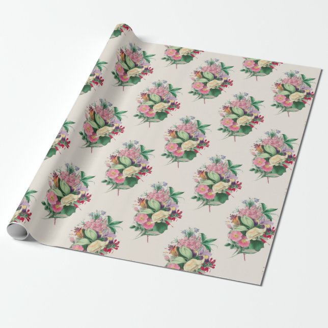 Floral Bouquet Wrapping Paper (Unrolled)