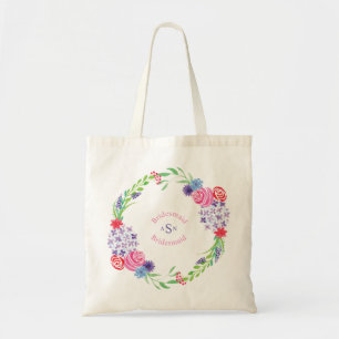 Floral Bouquet Wreath Monogram - Tote Bag
