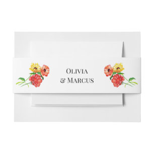 Floral Bouquets Red and Yellow Daisies Invitation Belly Band