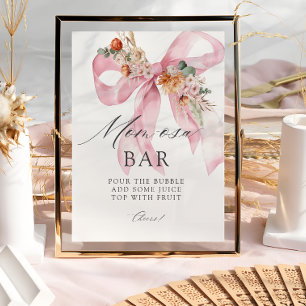 Floral Bow Baby in Bloom Baby Shower Mum-osa Bar Poster