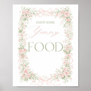 Floral Bow Baby in Bloom Girl Baby Shower food Poster