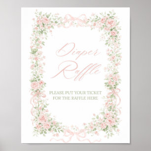 Floral Bow Baby in Bloom Girl Diaper raffle Game Poster