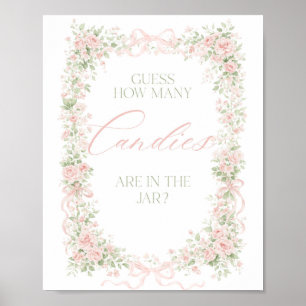 Floral Bow Baby in Bloom Girl Guess Candies Game Poster