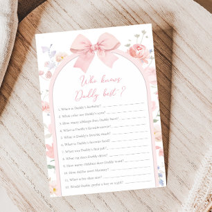 Floral Bow Baby in Bloom Shower Who Knows Dad Game