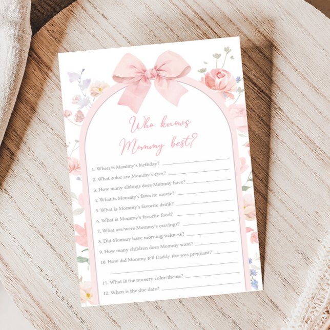 Floral Bow Baby in Bloom Shower Who Knows Mum Game (Creator Uploaded)