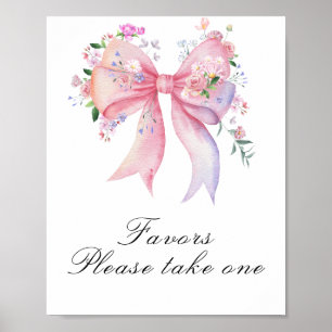 Floral bow baby shower - favours poster