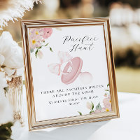 Floral Bow Baby Shower Pacifier Hunt Game Sign