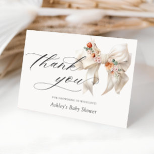 Floral Bow Elegant Baby Shower Thank You Card