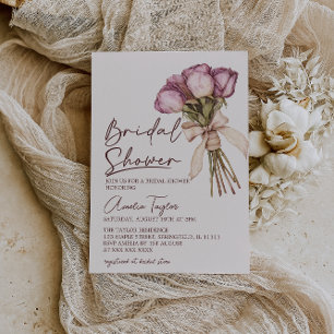 Floral Bow Elegant Boho Bridal Shower Invitation