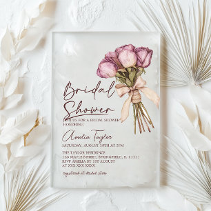Floral Bow Elegant Clear Bridal Shower Acrylic Invitations
