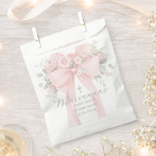 Floral Bow First Holy Communion Elegant Favour Bag