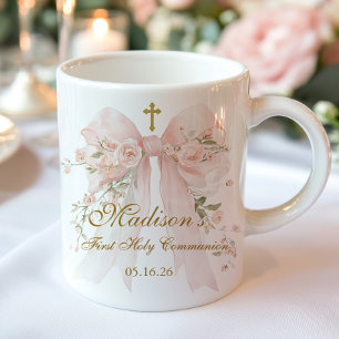 Floral Bow First Holy Communion Religious Favour Mug