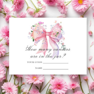 Floral Bow Flowers  Baby Shower How many candies  Enclosure Card