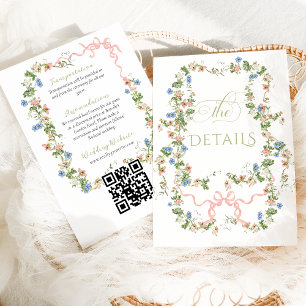 Floral Bow Garden Rustic Elegant Photo Wedding Enclosure Card