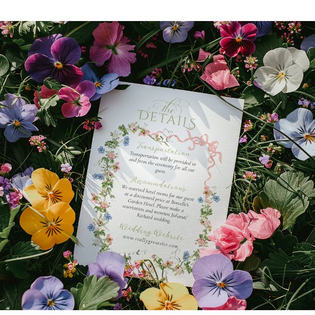 Floral Bow Garden Rustic Elegant Photo Wedding Enclosure Card (Creator Uploaded)