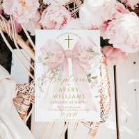 Floral Bow Girls Baptism Elegant Flower Digital