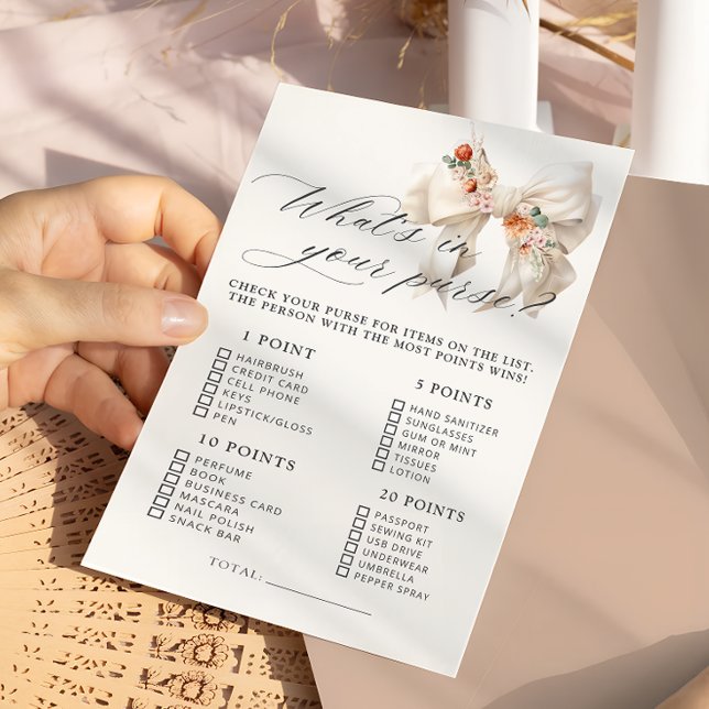 Floral Bow Whats in Your Purse Baby Shower Game (Creator Uploaded)