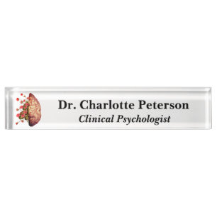 Floral Brain Psychologist or neurologist  Nameplate