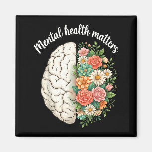 Floral Brain Self Care Awareness Mental Health s Magnet