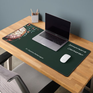 Floral Brain Therapist Administrative Containment Desk Mat