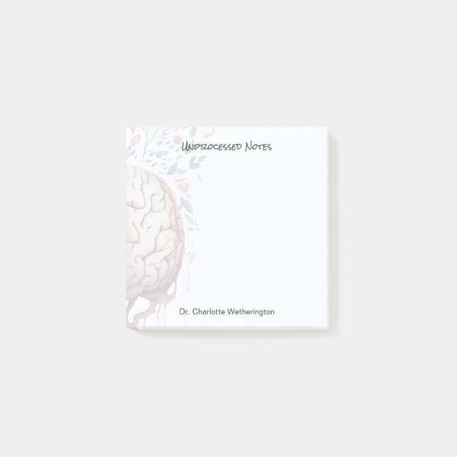 Floral Brain Therapist Unprocessed Notes Post-It  (Front)