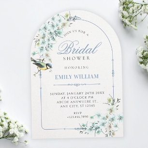 Floral branch bird bridal shower invitation