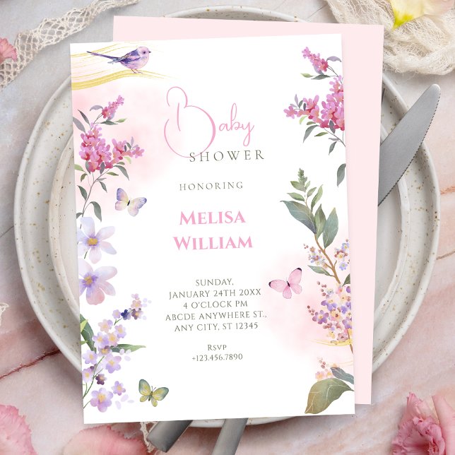 Floral branch bridal shower invitation (Creator Uploaded)
