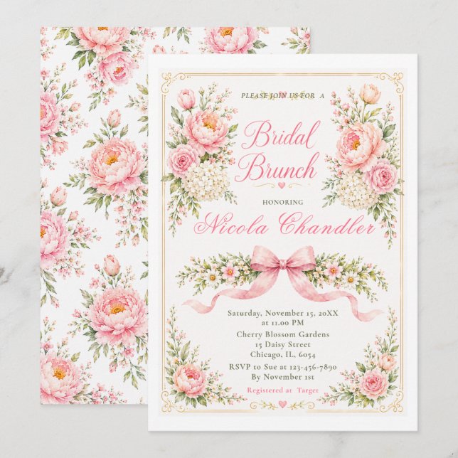 Floral Bridal Brunch Invitation (Front/Back)