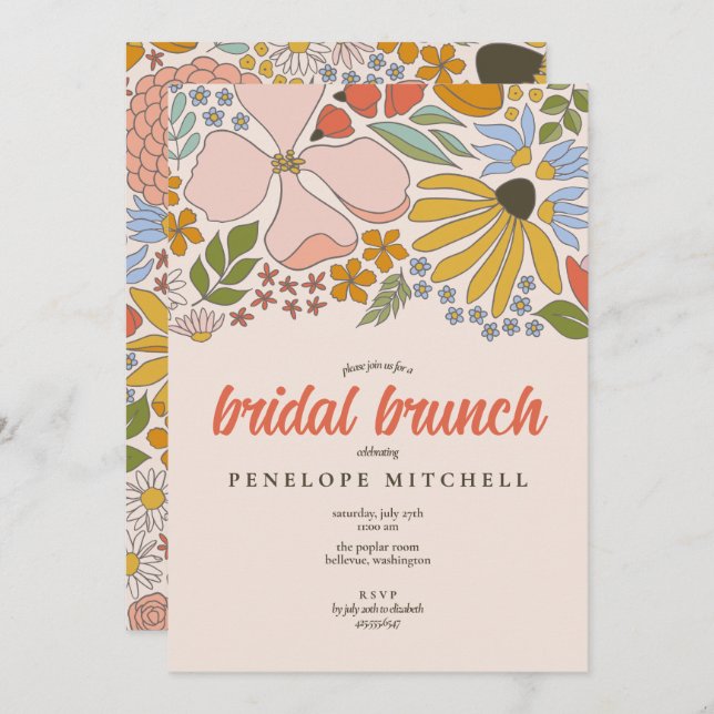 Floral Bridal Brunch Shower  Invitation (Front/Back)