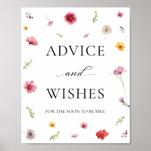 Floral Bridal Shower Advice and Wishes Poster