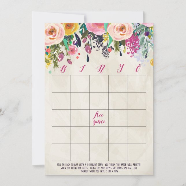 Floral Bridal Shower Bingo Cards (Front)