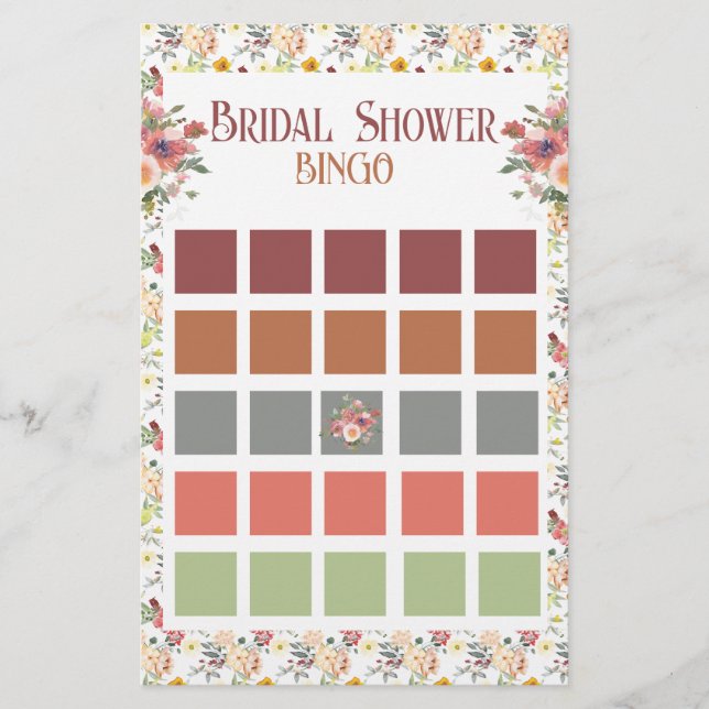 Floral Bridal Shower Bingo  Flyer (Front)