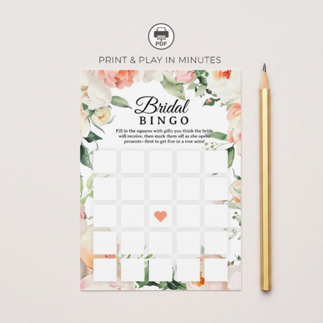 Floral Bridal Shower Bingo Game Printable Invitation (Creator Uploaded)