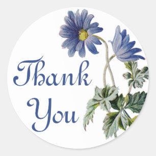 Floral Bridal Shower Blue Daisy Flowers Watercolor Classic Round Sticker