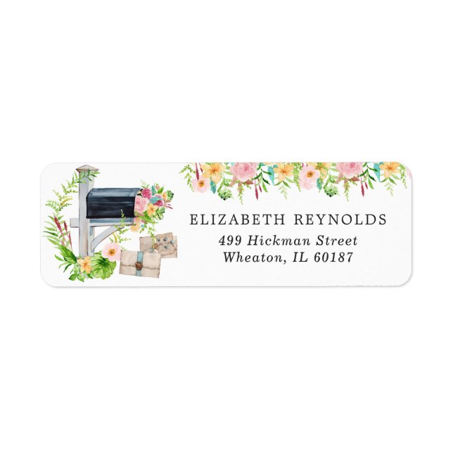 Floral Bridal Shower by Mail | Return Address Label (Front)