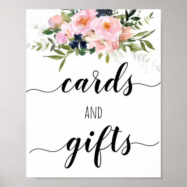Floral Bridal Shower Cards & Gifts Poster (Front)