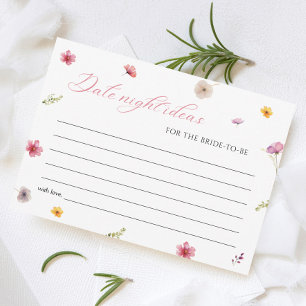 Floral Bridal Shower Date Night Ideas Card