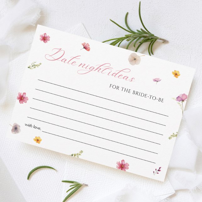 Floral Bridal Shower Date Night Ideas Card (Creator Uploaded)