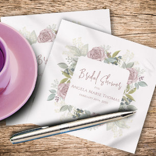 Floral Bridal Shower Dusty Rose Botanical Flower Napkin