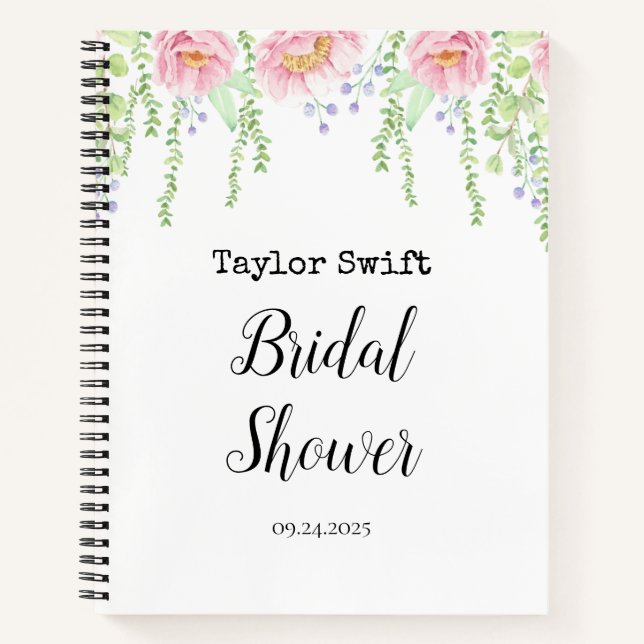Floral Bridal Shower Gift List Notebook (Front)