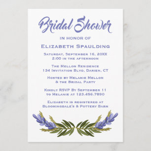 Floral Bridal Shower Gold & White Leaves & Flower Invitation