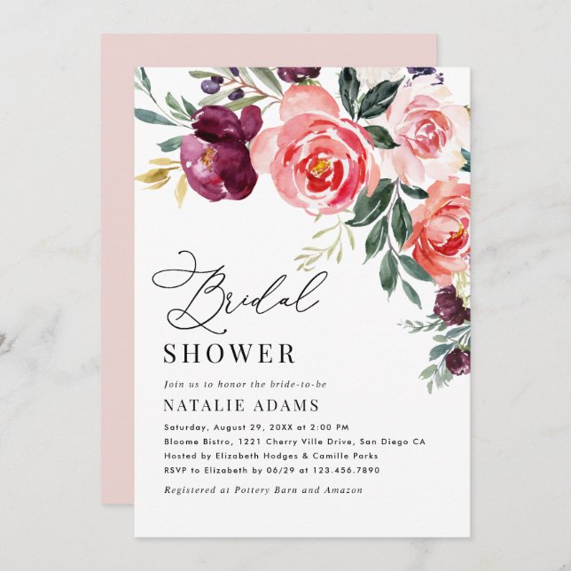 Floral Bridal Shower Invitation (Front/Back)